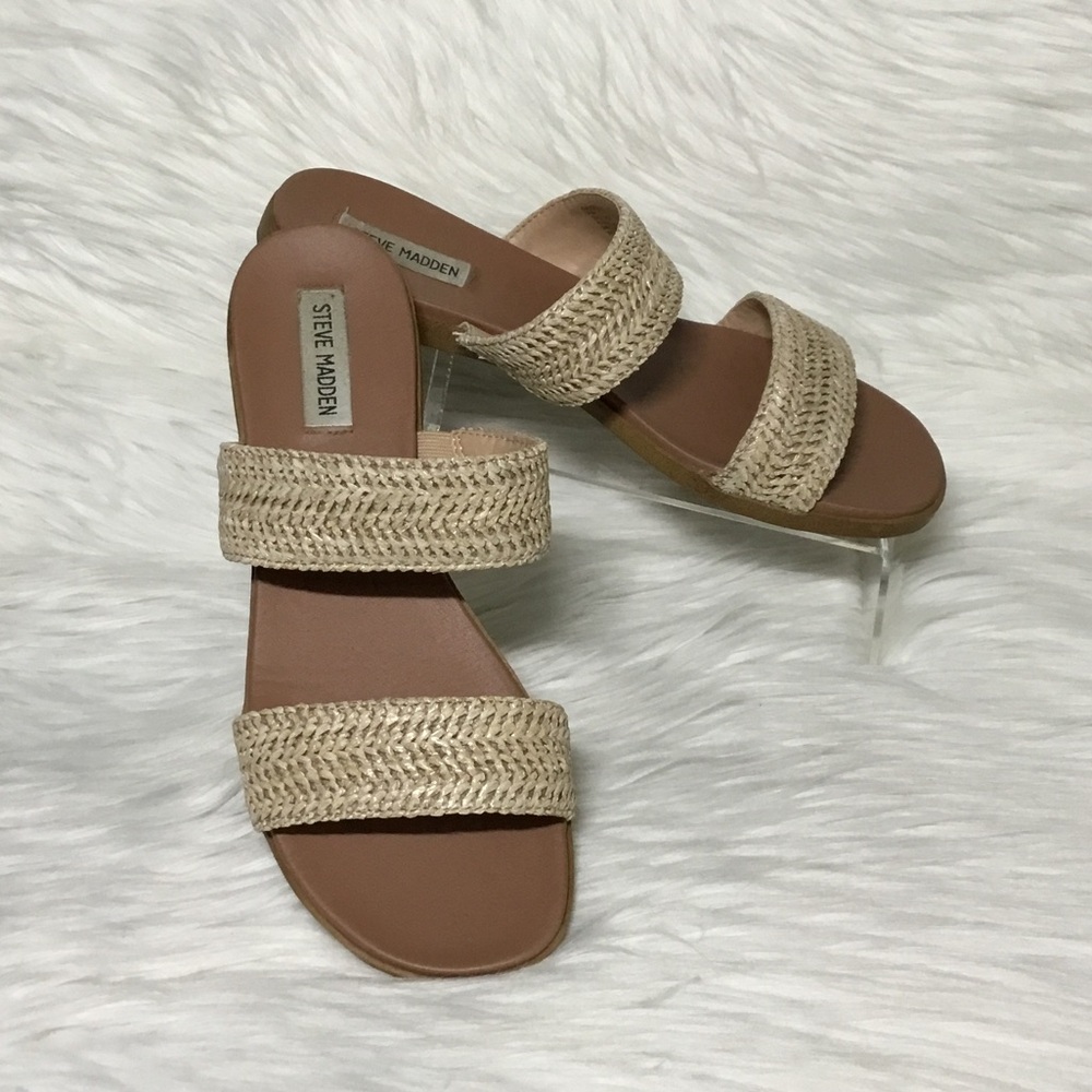Steve Madden Dual Natural Raffia Flat Sandal, 9.5